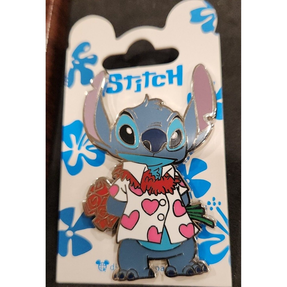 Disney Trading Pin 00001 Stitch Hearts & Roses Disneyland Paris DLP New on Card